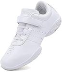 BAXINIER Girls White Cheerleading Dance Shoes Athletic Training Tennis Breathable Youth Competition Cheer Sneakers - White 13 Little Kid