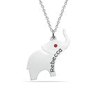 LeCalla 925 Sterling Silver Personalised Necklace for Women | Customized Cute Elephant Birthstone Pendant Necklace for Girls | Custom Jewellery Gift for Anniversary, Wedding, Birthday, Engagement