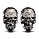 Cosysparks 3D Metal Skull Car Stickers, Metal Car Sticker Skull Car 3D Stickers Motorbike Stickers Emblem Badge Sticker Styling Decals for Car Motorcycle(2pcs) (Black)