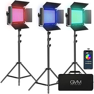 GVM RGB LED Video Light Kit, Dimmable Photography Lighting with APP Control, 680RS 50W 3 Packs Led Panel Light for YouTube Studio, Video Shooting, Gaming, Streaming, Zoom, Broadcasting, Conference