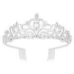 Xinzistar Wedding Tiara Princess Queen Tiara Headband Crystal Tiara Crown with Comb for Girl Women Bridal Wedding Prom Pageant Pageants Princess Birthday Party (Silver)