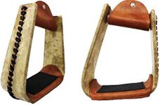 CHALLENGER Horse Saddle Stirrups Western Wide Rawhide Covered Angled Roper Saddle 51174W