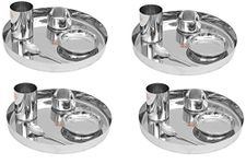 Vinod Stainless Steel 20 pcs Thali Set (Big Size) Dinner Set/Bhojan Set of Dinner Plate, Katori Bowl, halwa Plate, Glass, Spoon (Assembled Dinnerware) kh14