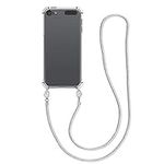 kwmobile Crossbody Case Compatible with Apple iPod Touch 6G / 7G (6th and 7th Generation) - Transparent TPU Cover w/Neck Strap - Transparent/Silver