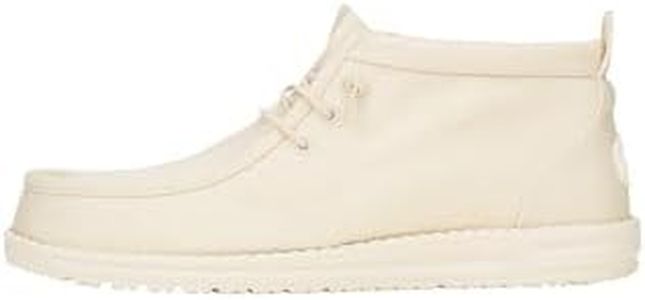 HEYDUDE Wally Mid Stretch Canvas Bone White Size 11, Men's Boots, Pull on Boots, Comfortable & Light-Weight