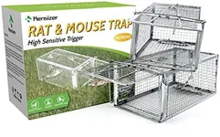 Kensizer 2-Pack Humane Rat Trap, Chipmunk Rodent Trap That Work for Indoor and Outdoor Small Animal - Mouse Voles Hamsters Live Cage Catch and Release