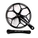 【US Stock】 Folding Bike 130 BCD Crank, Round Single Speed Chainring 45T 47T 53T 56T 58T, Bicycle Black Aluminium Alloy Ultralight Sprocket Crankset, Fit 14'' 16'' 20'' Folding Bike