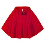 BOBOYOYO Cape for Girls Hooded Cable Knit Poncho Sweaters Kids Shawl Sweater Toddler Holiday Pullover for 3-12 Years Child Red