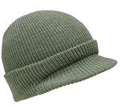 GENUINE NEW 100% WOOL PEAKED HAT US ARMY WATCH CAP OUTDOOR ARMY HEADWEAR BEANIE (Olive)(Size: One Size)