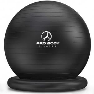 ProBody Pilates Ball Yoga Ball Chair, Exercise Ball Chair with Base or Stand for Home Office Desk Sitting or Workout, Balance & Stability Ball Seat, Large Gym Ball for Back (Black, 75 cm)