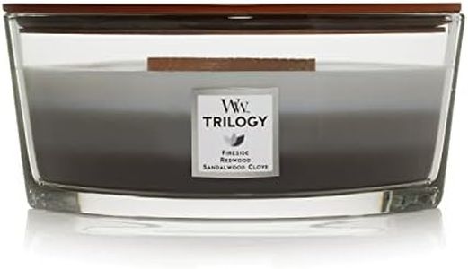 Woodwick Ellipse Trilogy Scented Candle with Crackling Wick, Warm Woods, Up to 50 Hours Burn Time Glass, Warm Woods