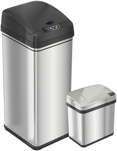 iTouchless Deodorizer Sensor Touchless Stainless Steel Trash Cans (Set of 2), 13 Gallon and 2.5 Gallon