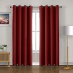 HOMEMONDE Room Darkening Blackout 8 Feet Opaque Curtain Solid Maroon Thermal Insulation Panels Set Of 2, 90% Light Blocking And Privacy - (Maroon - 96 Inches)