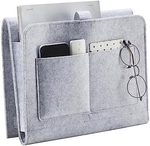 Vivva Bed Caddy Organizer Under Mattress, Pockets Felt Sofa Storage Bag, Student Dormitory Bedside Book Storage Hanging Bag, Bedside Caddy for Magazine, Headphones, Remote Control (L, Light Grey)