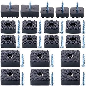 Swpeet 80Pcs Black 22mm & 30mm Square Shape Furniture Pads with Screws, Heavy Duty Rubber Non Slip Non Skid Furniture Feet for Table Desk Chair and Sofa Leg Furniture Cups to Protect