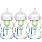 Dr. Brown's Options+ Wide-Neck Glass Baby Bottles, 5 Ounce, 3 Count, Clear, 0.31 Pound