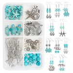 SUNNYCLUE 1 Box DIY 10 Pair Ocean Beach Theme Turquoise Earring Making Kit Starfish Crab Mermaid Jewelry Making Supplies Beading Starter Kits for Beginner Adults, Instruction