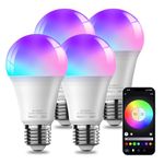 Tenmiro Smart Light Bulbs, Compatible with Alexa and Google Home Light Bulbs, Full Colour Changing Dimmable Led Light Bulb, Music Sync, WiFi & Bluetooth Color Changing Light Bulb, A19 9W 800 Lumens