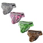 JACK CLAUDE Men's Leopard Print Bikini Briefs Underwear Bulge Pouch Underpants 4 Pack(M)