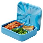 LunchBots Build -a- Bento, Platinum Food Grade Silicone Bento Box, Leak Proof, BPA Free, Oven & Dishwasher safe 32 oz Capacity - Tie Dye Light Blue