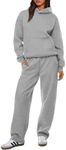 XIEERDUO Plus Size Sweatsuits for Women 2024 Womens 2 Piece Outfits Oversized Sweatshirts Hoodie Sweat Pants with Pockets Airport Lounge Sets Grey 2XL