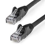 StarTech.com 15m CAT6 Ethernet Cable - Black CAT 6 Gigabit Ethernet Wire -650MHz 100W PoE++ RJ45 UTP Category 6 Network/Patch Cord Snagless w/Strain Relief Fluke Tested UL/TIA Certified (N6PATC15MBK)