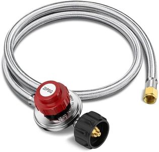 Alloxity 4FT Propane Regulator with Hose, High Pressure Adjustable Propane Tank Regulator, QCC1 & 3/8” Female, Braided Propane Hose for Burner, Fish Fryer, Turkey Fryer, Forge, Smoker, Cooker—0-20PSI