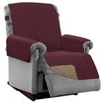 Sofa Shield Original Patent Pending Reversible Large Recliner Protector, Seat Width up to 28 Inch, Furniture Slipcover, 2 Inch Strap, Reclining Chair Slip Cover Throw for Pets, Recliner, Burgundy Tan