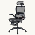 SIHOO B100 Pro Ergonomic Mesh Office Chair, Adjustable Computer Chair with 4D Dynamic Lumbar Support, 3D Extra Wide Headrest, Desk Chair with 4D Flip-Up Armrests, 90-135° Tilt Lock and Footrest