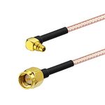 NETBOON Antenna Extension Cable RG316 with SMA Male to MMCX Male Right Angle RF Coax Connector for CCTV Monitor, DVR, GPS System, Camera | 1 meter