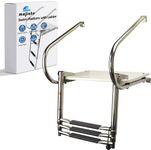 Mojiate 3-Step Fiberglass Swim Platform Ladder with Telescoping Handrails for Boats - Stainless Steel
