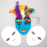 Baker Ross E1144 Blank Plastic Face Masks — Decorate Your Own Mask is Ideal Accessory for Halloween Costumes, Fancy Dress, Parties and More, Plain White (Pack of 6), 20cm x 15cm