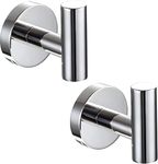 YUET 2 Pcs Bathroom Towel Hook,Screw in Metal Coat Hooks Matte Black Robe Hook SUS 304 Stainless Steel Heavy Duty Door Hanger Towel Robe Clothes Closet Sponges Holder for Bathroom Hotel (Chrome)