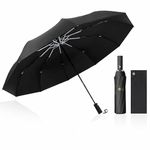 LOKNGXU Umbrella Windproof 10 RIBS Auto Open & Close Collapsible Folding Small Compact Umbrella for Rain (black)