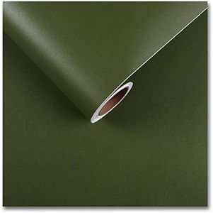 CRE8TIVE Large Size 24"x354" Thick Olive Green Peel and Stick Wallpaper Removable Green Contact Paper for Walls Self Adhesive Vinyl Textured Solid Green Wall Covering for Kitchen Cabinets Countertops