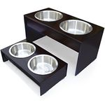 PetFusion Elevated Dog Bowls, Cat Bowls - Bamboo Feeder w/Water Resistant Seal (Short 4" Tall 10" Options). US Food Grade Stainless Steel Raised Bowls
