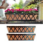 Maxona Window Planter Boxes - 2 Pack, 30 Inch Outdoor Wall Mounted Planter, Window Flower Basket Attach to House, Balcony Railing Hanging Planter, Rail Planter Garden