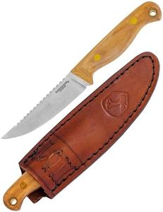Condor Tool & Knife Trelken Fixed Blade Hunting Knife - 420HC Stainless Steel - Hickory Handle - Hand Crafted Welted Leather Sheath - 3.5in Blade - 3.5oz (1.5mm)