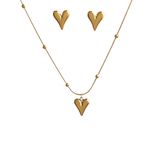 JEWILLEY Little Heart Necklace Set | Anti-Tarnish Gold-Plated Stainless Steel Waterproof Heart Necklace With Earrings | Gifts for Women and Girls