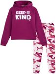 RBX Girls' Active Sweatsuit - 2 Piece Fleece Crop Pullover Hoodie Sweatshirt and Yoga Leggings - Clothing Set for Girls, 7-16, Size 10-12, Raspberry