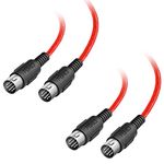 FORE 0.5m 2-Pack Male to Male 5-Pin DIN MIDI Cable Compatible with MIDI Keyboard/Synthesizer/Guitar Multi Effects/Audio Interface/Audio Mixer/Auido Amplifier/External Sound Card/Red 0.5m (2 Pack)