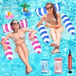 2Pcs Inflatable Pool Float Hammock, 4-in-1 Water Hammock Lounges with Air Pump Multi Purpose Swimming Pool Float (Saddle, Lounge Chair, Hammock, Drifter) Premium Pool Accessories for Water Fun