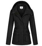 WenVen Women's Anorak Jackets Versatile Military Jackets with Drawstring Black 2XL