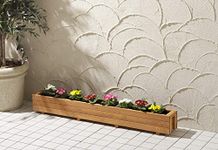 Takasho Outdoor Wooden Garden Planter Pots for Windowsill Patio, Rectangular Rustproof Indoor Plant Set for Flower Vegetable Fruit Tray Balcony Terrace Patio - 120 cm, Natural Color