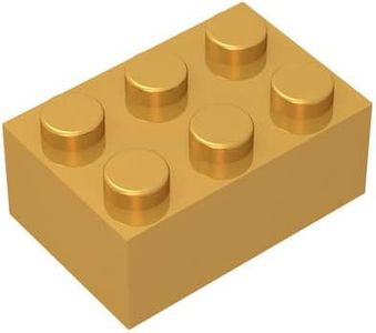 Classic Bulk Brick Block 2x3, 100 Piece Golden Brick 2x3,Compatible with Lego Parts and Pieces 3002, Creative Play Set - Compatible with Major Brands(Colour:Golden)