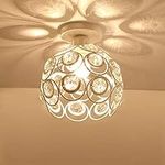 Zevnico White Mini Chandelier Light Fixture, Crystal Ceiling Light, Semi Flush Mount Hallway Lights, Small Metal Handmade Chandelier Lamp Covers for Hallway Foyer Entryway Closet Indoor Lighting