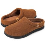 VeraCosy Men's Moccasin Slippers Comfy Soft Durable Slip-on Indoor Memory Foam House Shoes Sugar Almond,9-10 US