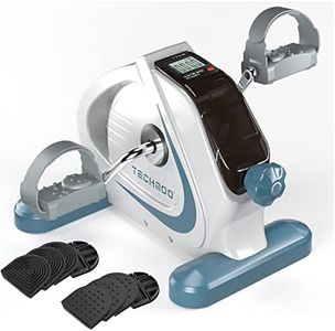 TECHMOO Under Desk Bike Pedal Exerciser, Heavy Metal Flywheel Mini Stationary Exercise Bike with LCD Digital Monitor Portable Foot Cycle for Home/Office/Workout Legs and Arms Training Peddler Machine