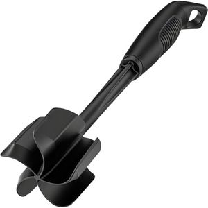 Ourokhome Upgrade Meat Chopper and Potato Masher, Heat Resistant Ground Meat Smasher for Hamburger, 5 Curved Blades Ground Beef Smasher, Nylon Non Stick Mixer, Stirrer and Kitchen Gadgets, Black