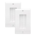 LEENUE Brush Wall Plate, Cable Brush Plate for Insert Wires, Single Gang Cable Entry/Exit Brush Faceplate, 2 Pack White